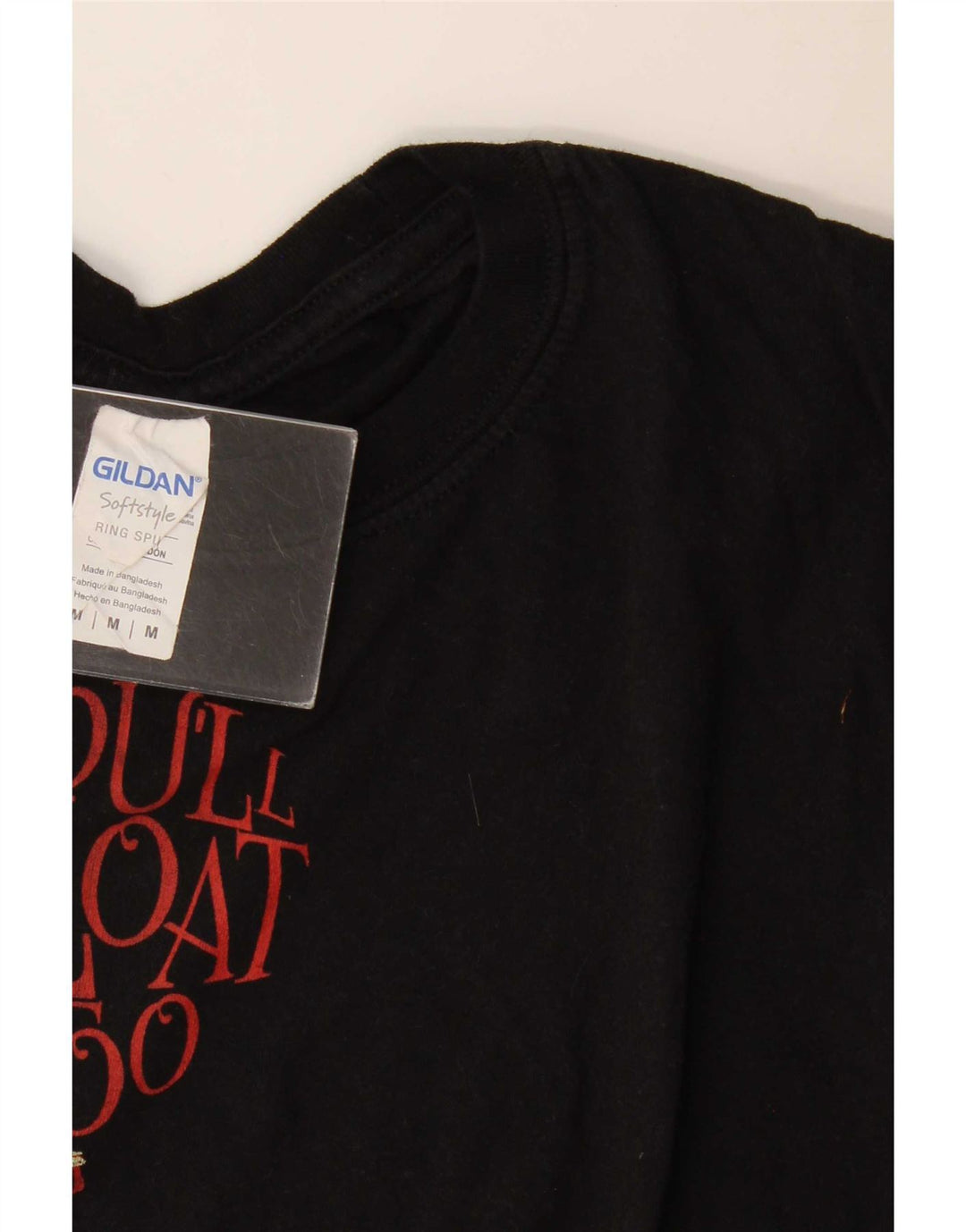 Vintage Mens Regular Graphic T-Shirt Top Medium Black Cotton