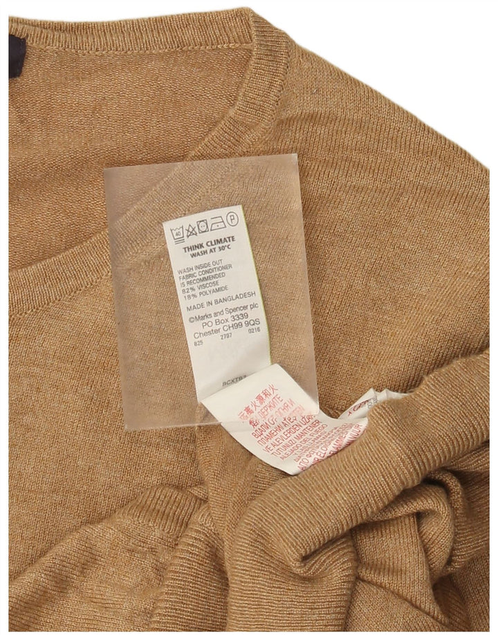 Marks & Spencer Womens Cardigan Sweater UK 14 Large  Beige Viscose