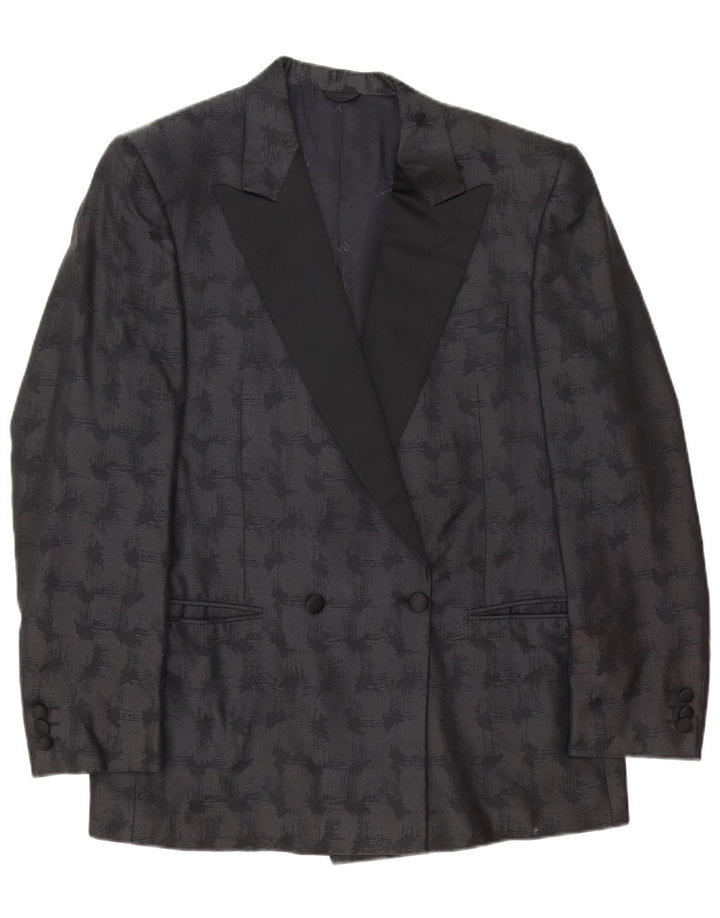 Pierre Cardin Mens Blazer Jacket IT 50 Large Black Geometric Classic