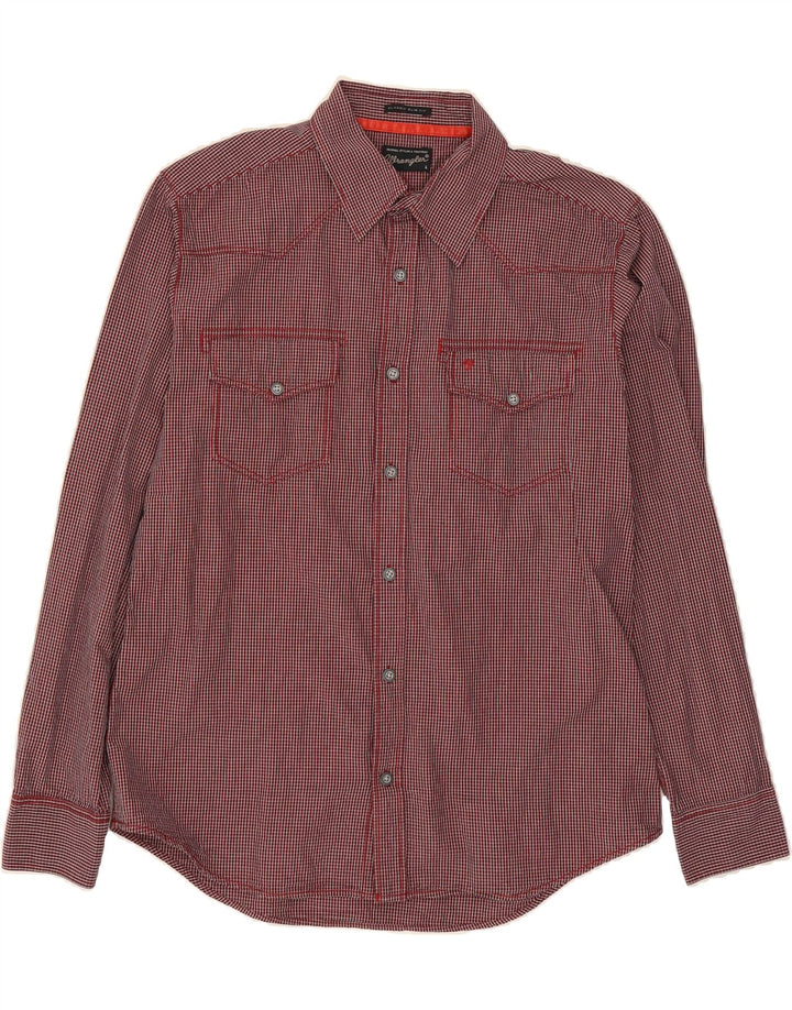 WRANGLER Mens Slim Fit Classic Fit Shirt Large Red Gingham Cotton Vintage Wrangler and Second-Hand Wrangler from Messina Hembry 