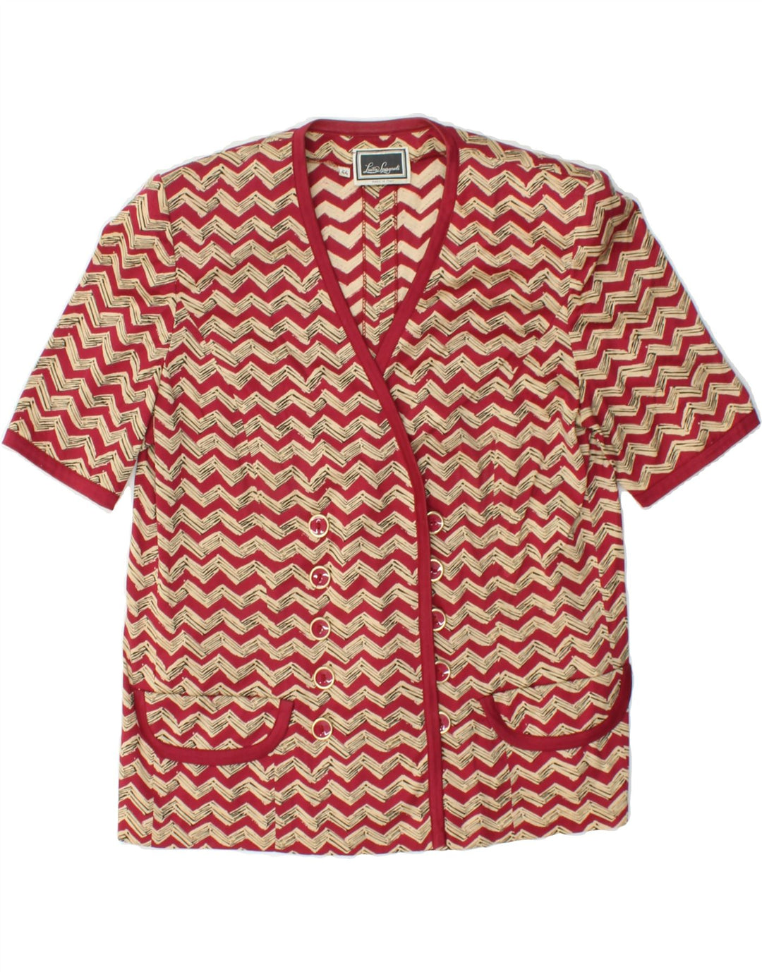LUISA SPAGNOLI Womens Blazer Jacket IT 44 Medium Red Chevron Vintage Luisa Spagnoli and Second-Hand Luisa Spagnoli from Messina Hembry 