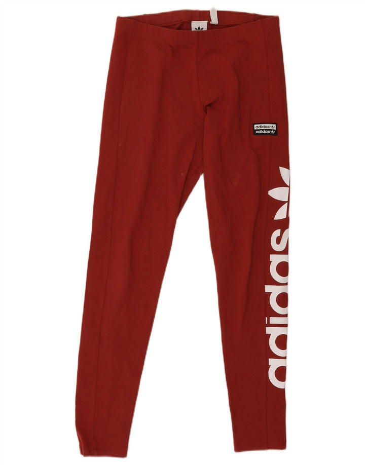 Adidas Womens Graphic Leggings UK 12 Medium Burgundy