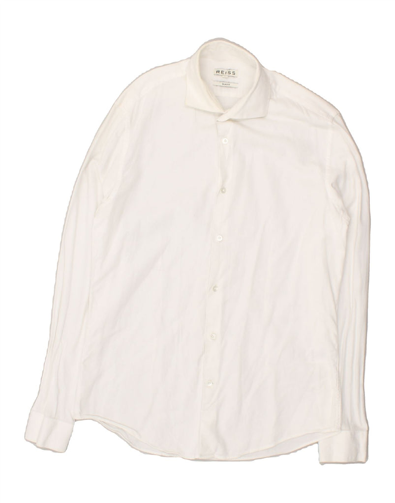 REISS Mens Slim Fit Shirt Medium Off White Cotton | Vintage Reiss | Thrift | Second-Hand Reiss | Used Clothing | Messina Hembry 