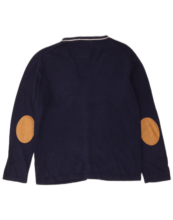 Zara Boys Cardigan Sweater 13-14 Years Navy Blue Striped Cotton