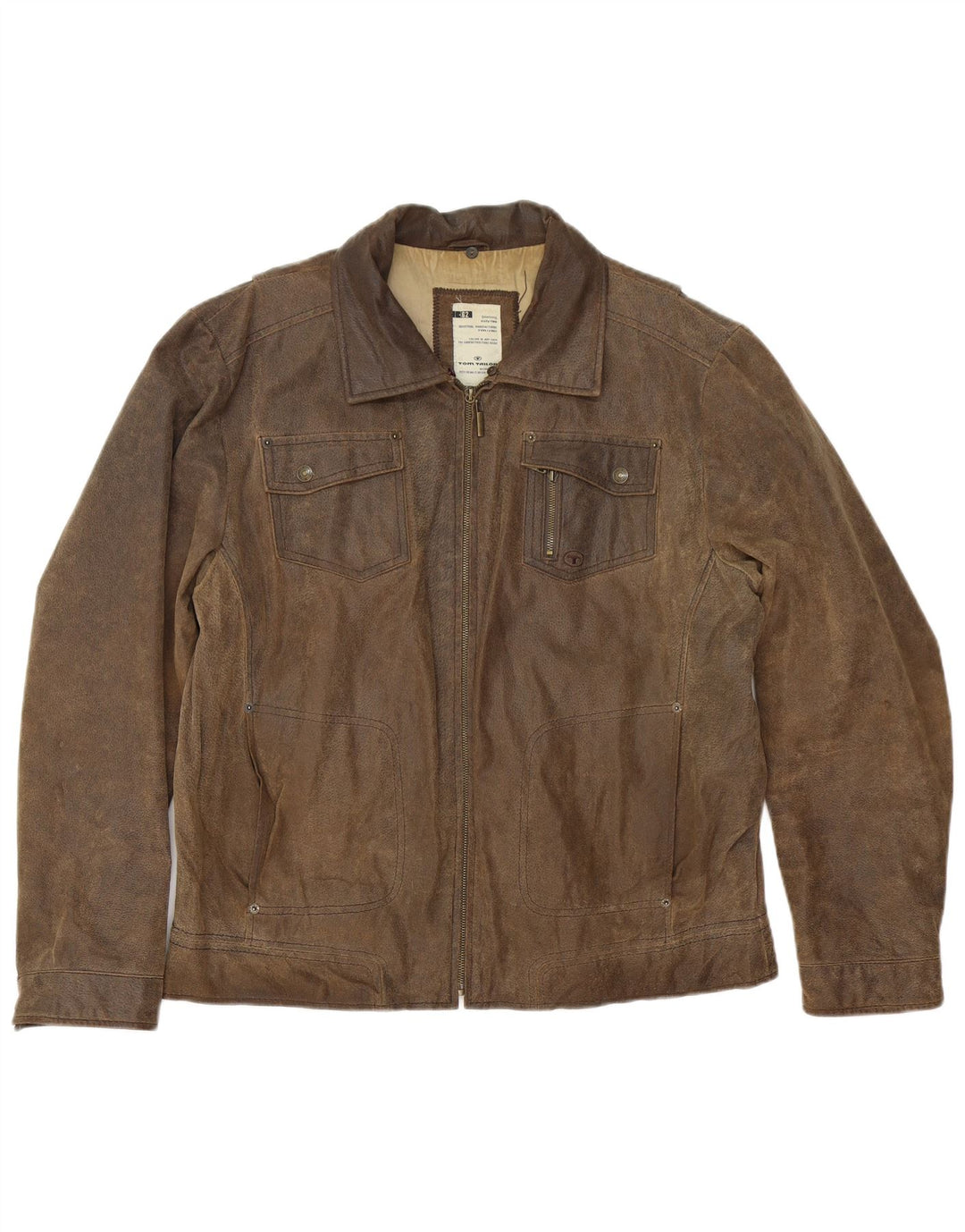 Tom Tailor Mens Suede Jacket UK 40 Large Brown Leather