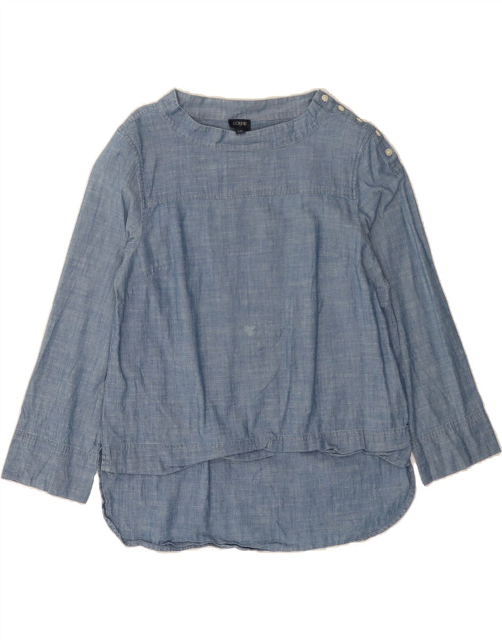 J. CREW Womens Long Sleeve Blouse Top US 10 Large Blue Cotton Vintage J. Crew and Second-Hand J. Crew from Messina Hembry 