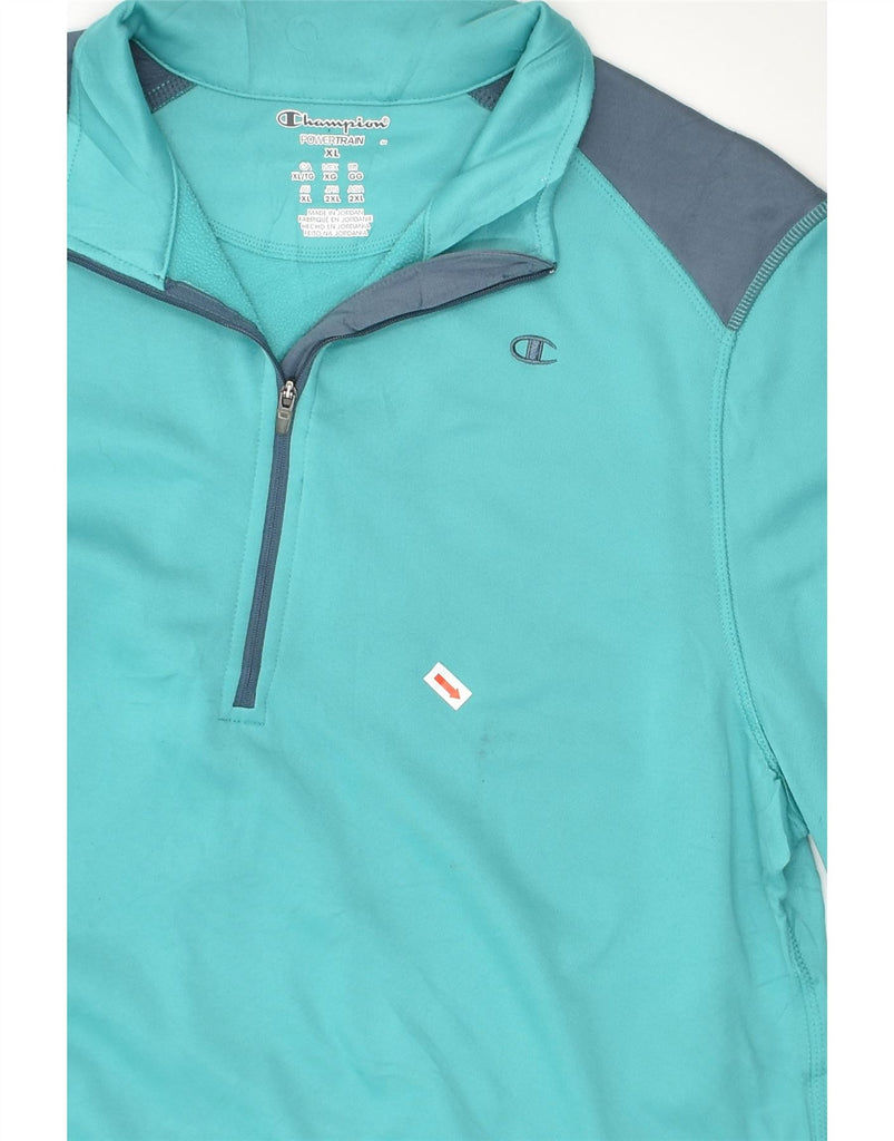 CHAMPION Womens Zip Neck Pullover Tracksuit Top UK 18 XL Turquoise | Vintage Champion | Thrift | Second-Hand Champion | Used Clothing | Messina Hembry 