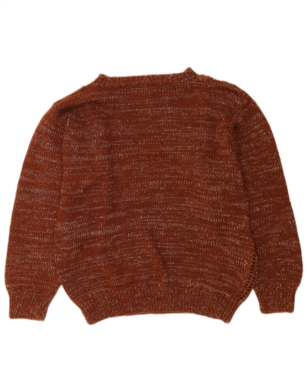 Vintage Womens Crew Neck Jumper Sweater UK 14 Medium Brown Patchwork