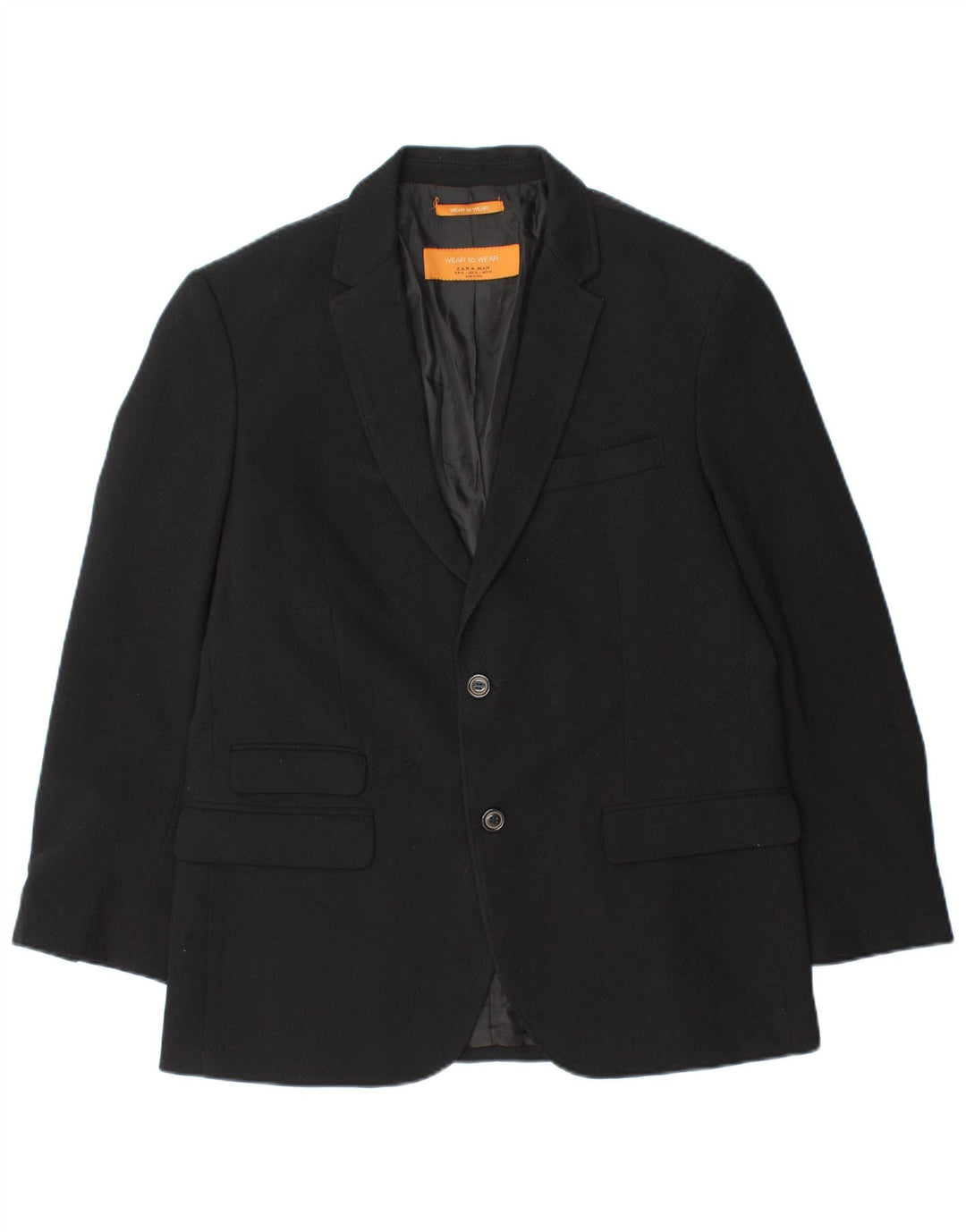 Zara Mens 2 Button Blazer Jacket UK 42 XL Black