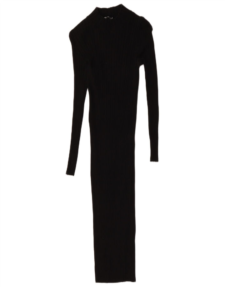 Zara Womens Long Sleeve Bodycon Dress UK 12 Medium Black