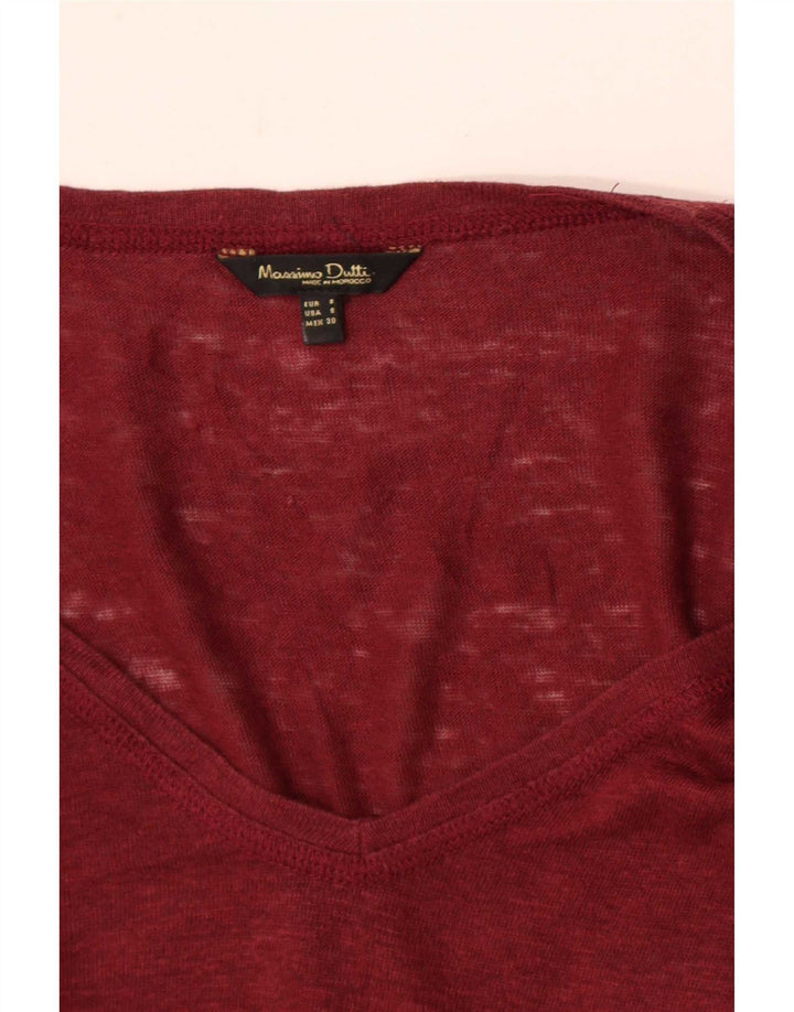 Massimo Dutti Womens T-Shirt Top UK 10 Small Burgundy