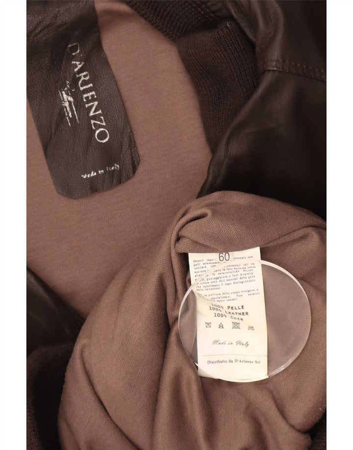 Vintage Mens Leather Jacket IT 60 5XL Brown