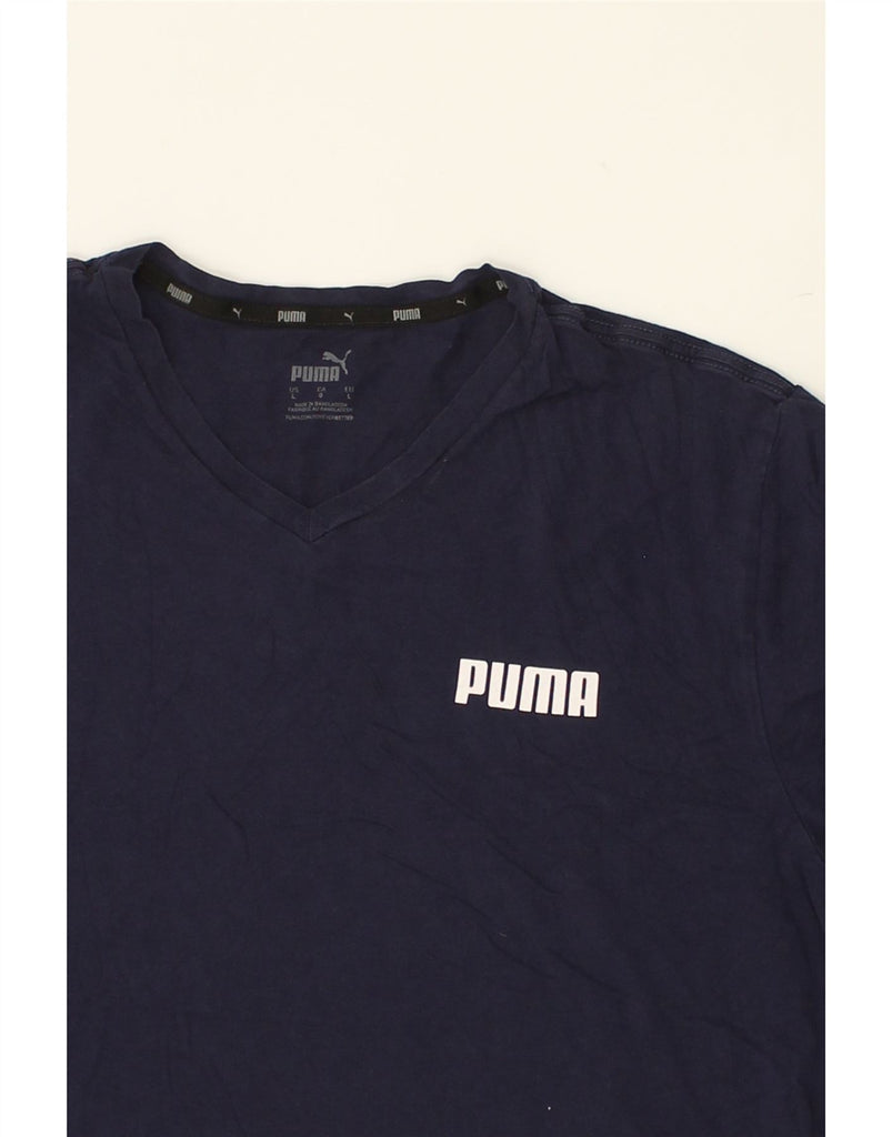 PUMA Mens Graphic T-Shirt Top Large Navy Blue Cotton | Vintage Puma | Thrift | Second-Hand Puma | Used Clothing | Messina Hembry 