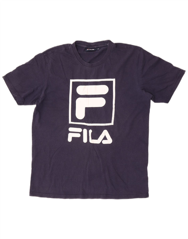 Fila Mens Graphic T-Shirt Top Medium Navy Blue Cotton