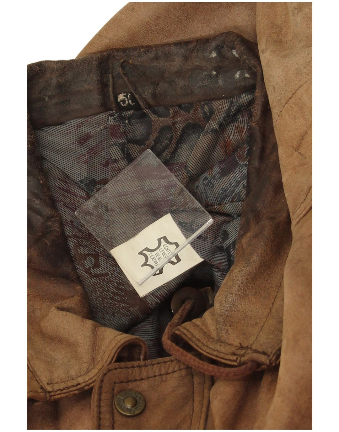 Vintage Mens Leather Gilet IT 50 Large Brown Leather