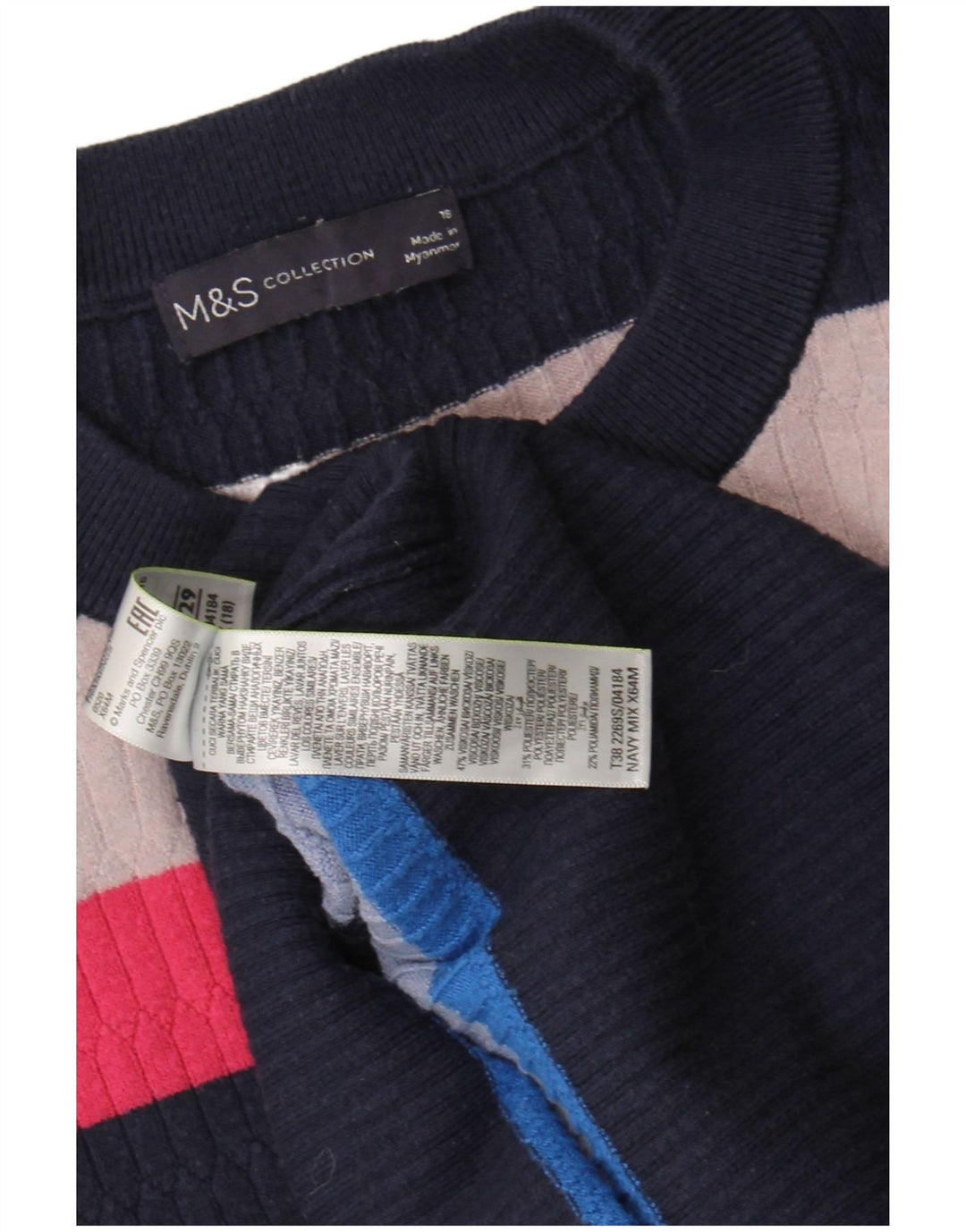 Marks & Spencer Womens Crew Neck Jumper Sweater UK 18 XL Multicoloured
