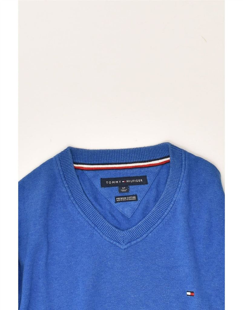 TOMMY HILFIGER Mens V-Neck Jumper Sweater Small Blue | Vintage Tommy Hilfiger | Thrift | Second-Hand Tommy Hilfiger | Used Clothing | Messina Hembry 