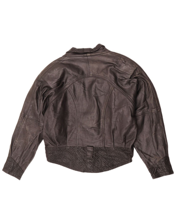 Lee Womens Oversized Leather Jacket UK 10 Small Black Leather