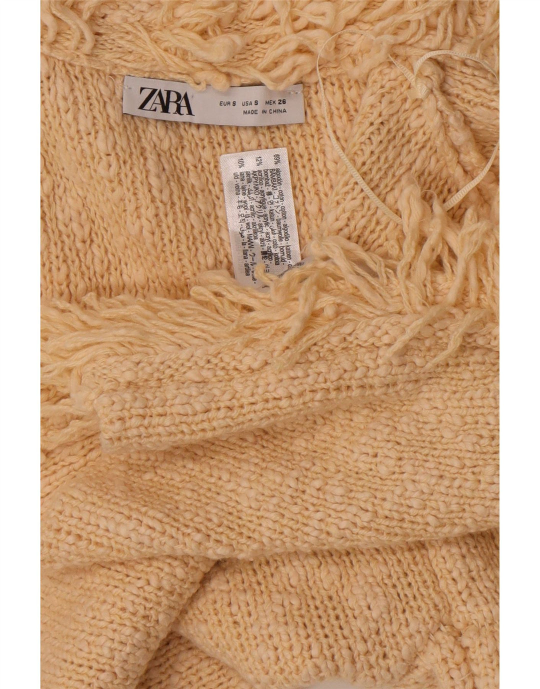 Zara Womens Open Cardigan Sweater Small Off White Cotton