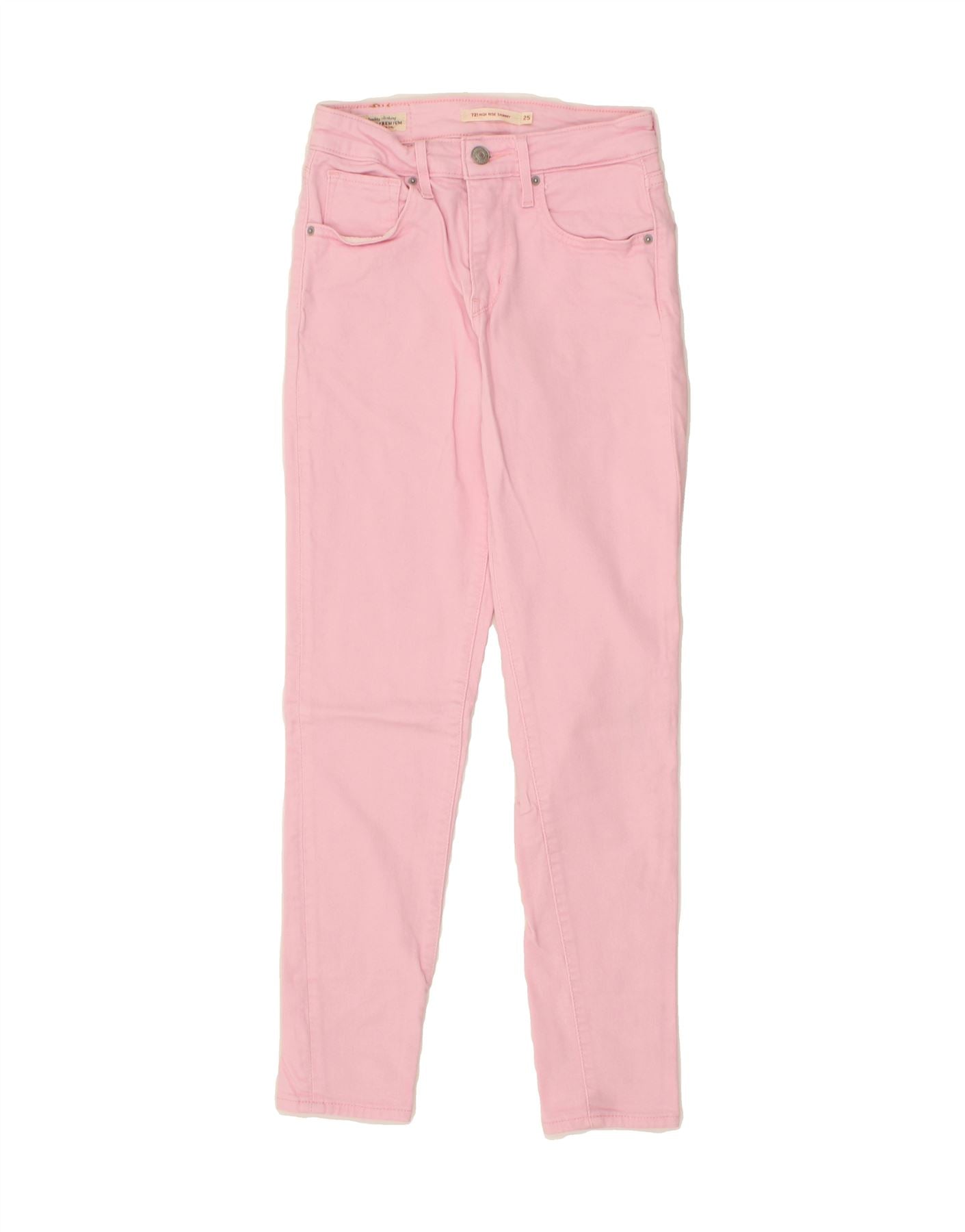 LEVI'S Womens 721 High Rise Skinny Jeans W25 L25 Pink Cotton