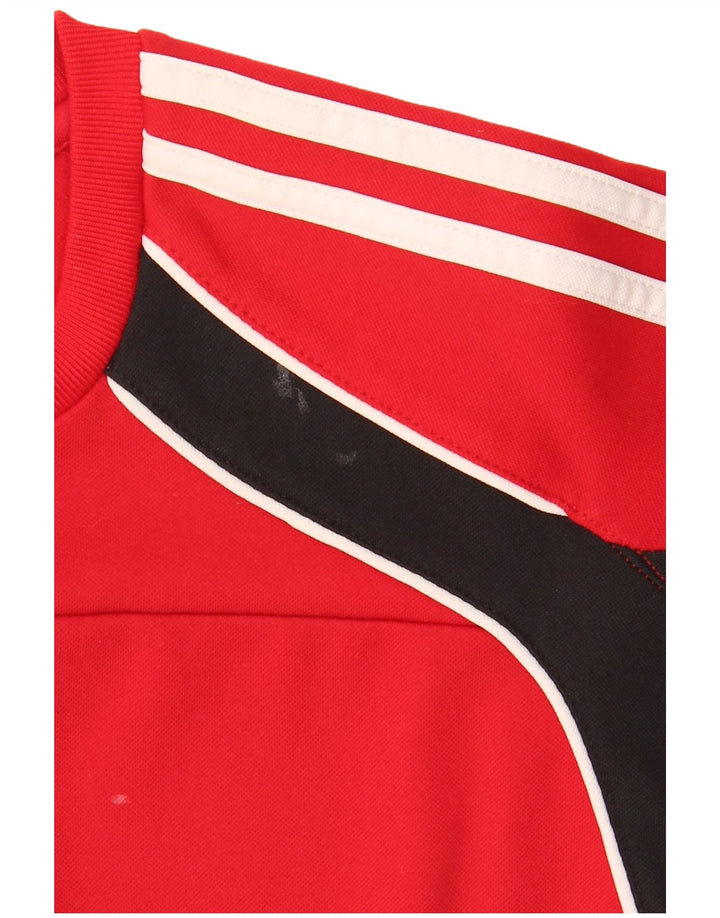 Adidas Mens Sweatshirt Jumper UK 38/40 Medium Red Colourblock Polyester