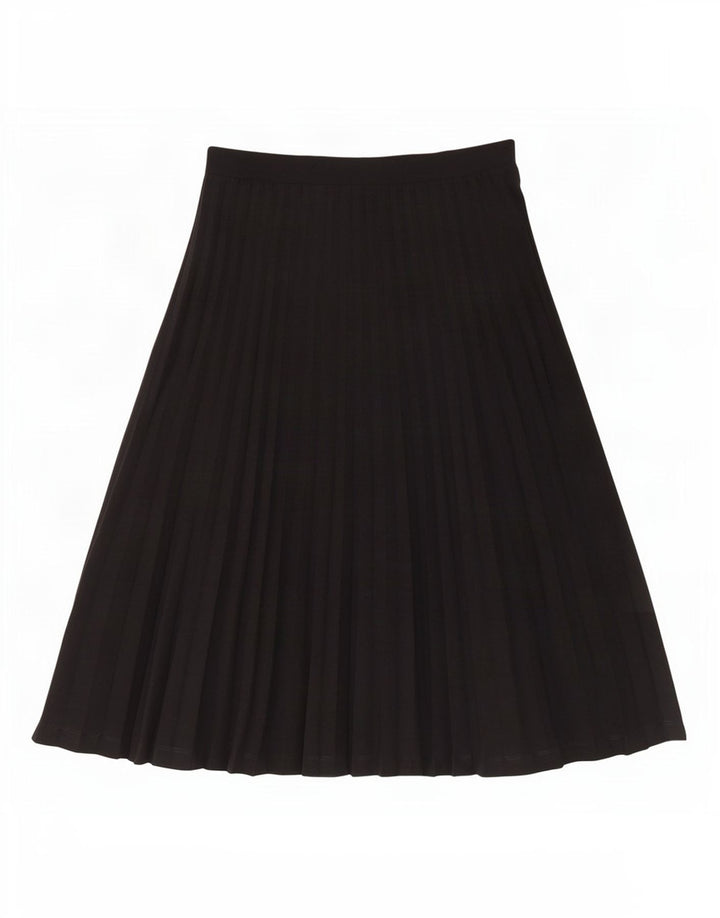 Marks & Spencer Womens Midi Pleated Skirt UK 12 Medium W30 Black Polyester