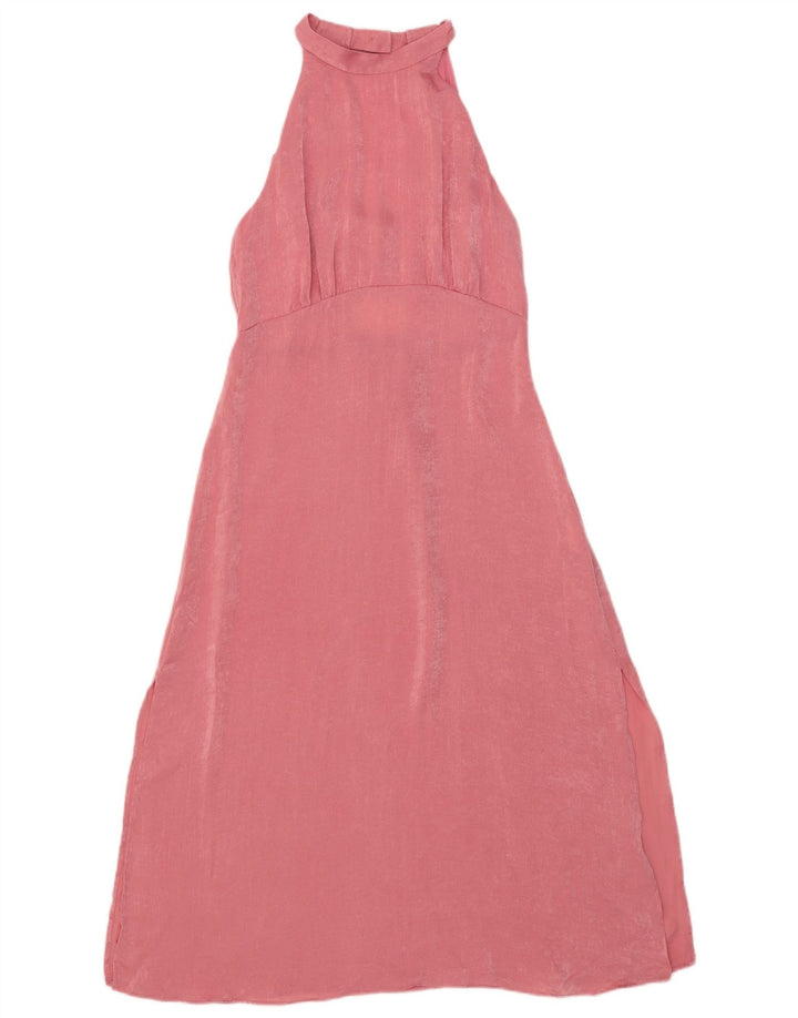 Zara Womens Maxi Halter Dress UK 12 Medium Pink Polyester
