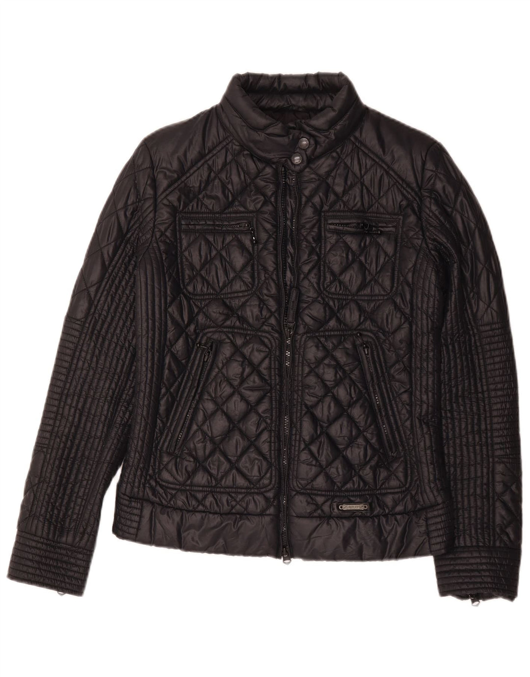 Replay Womens Quilted Jacket UK 14 Medium Black Polyamide