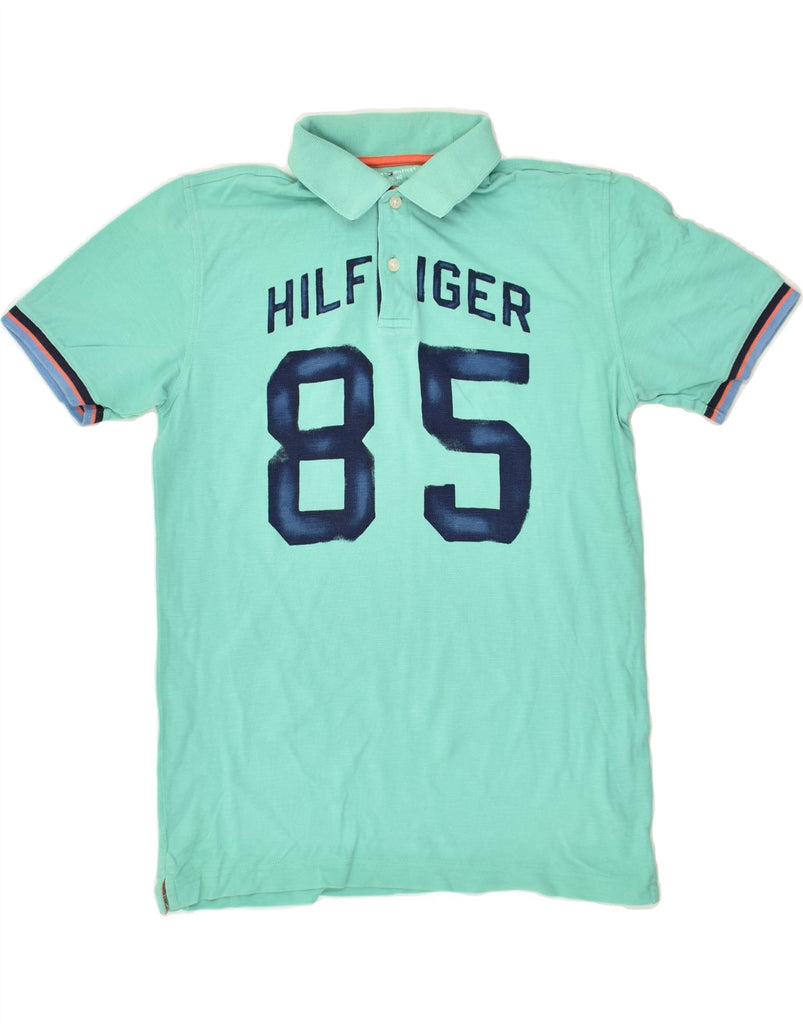 TOMMY HILFIGER Boys Graphic Polo Shirt 15-16 Years XL Green Cotton | Vintage Tommy Hilfiger | Thrift | Second-Hand Tommy Hilfiger | Used Clothing | Messina Hembry 