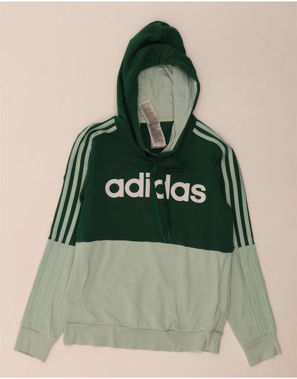 Adidas Womens Oversized Graphic Hoodie Jumper UK 10 Small Green Colourblock