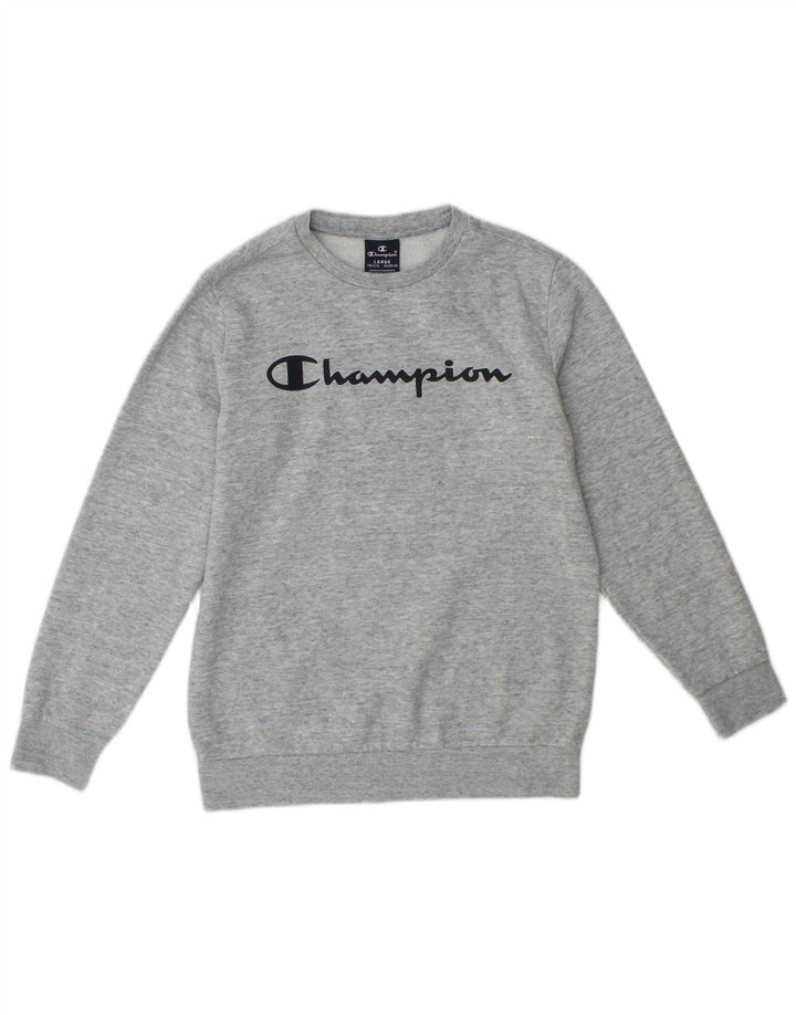 Champion Boys Graphic Sweatshirt Jumper 11-12 Years Large Grey Flecked