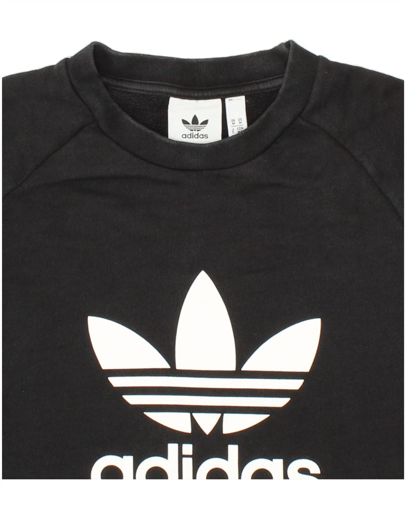 ADIDAS Mens Graphic Sweatshirt Jumper Medium Black Cotton Vintage Adidas and Second-Hand Adidas from Messina Hembry 