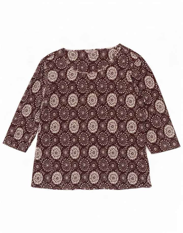 Marks & Spencer Womens Abstract Pattern Top 3/4 Sleeve UK 20 2XL Brown