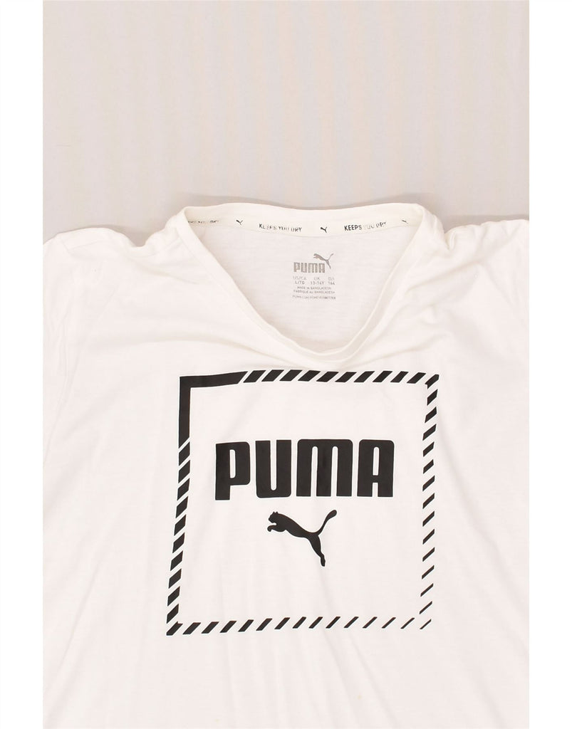 PUMA Boys Graphic T-Shirt Top 13-14 Years White | Vintage Puma | Thrift | Second-Hand Puma | Used Clothing | Messina Hembry 