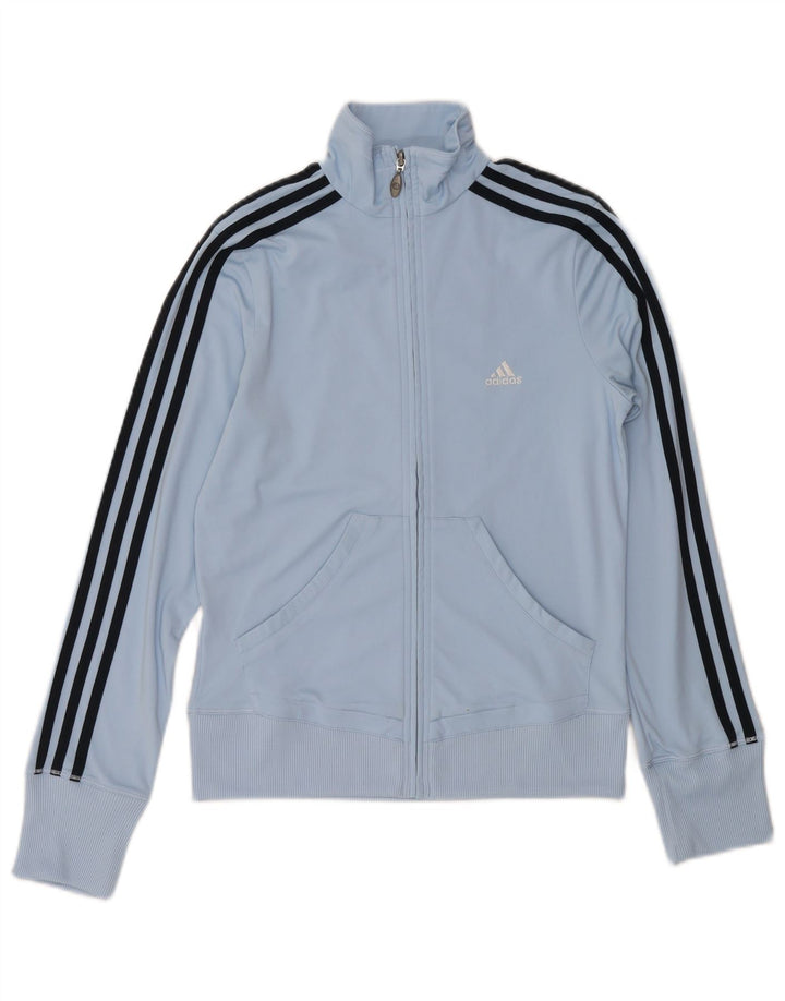 Adidas Womens Tracksuit Top Jacket UK 12 Medium Blue Polyester