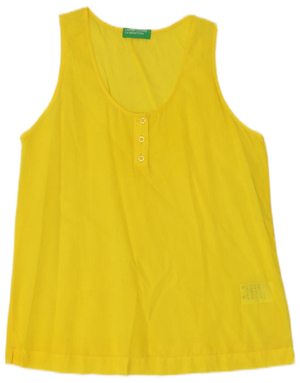 Benetton Womens Sleeveless Blouse Top UK 6 XS Yellow Modal