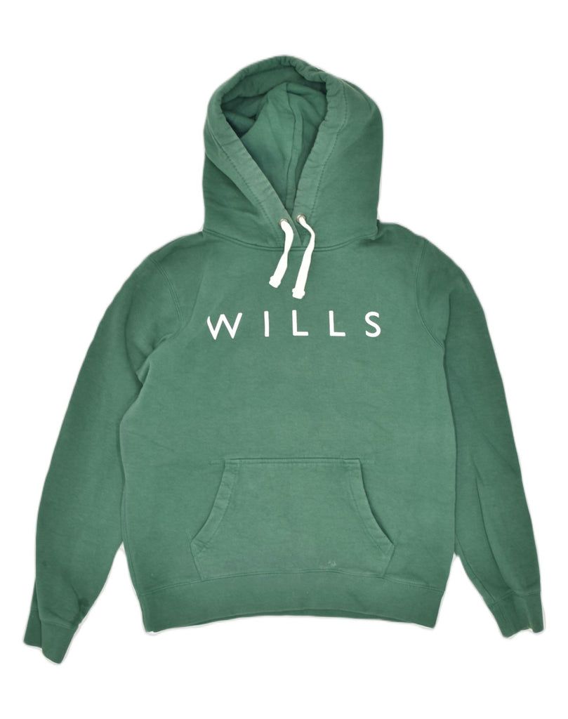 JACK WILLS Womens Graphic Hoodie Jumper UK 14 Large  Green Cotton | Vintage Jack Wills | Thrift | Second-Hand Jack Wills | Used Clothing | Messina Hembry 