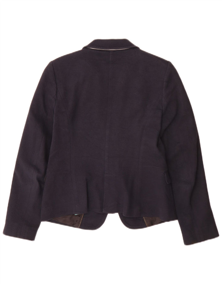 Massimo Dutti Womens 1 Button Blazer Jacket EU 40 Medium Navy Blue Cotton