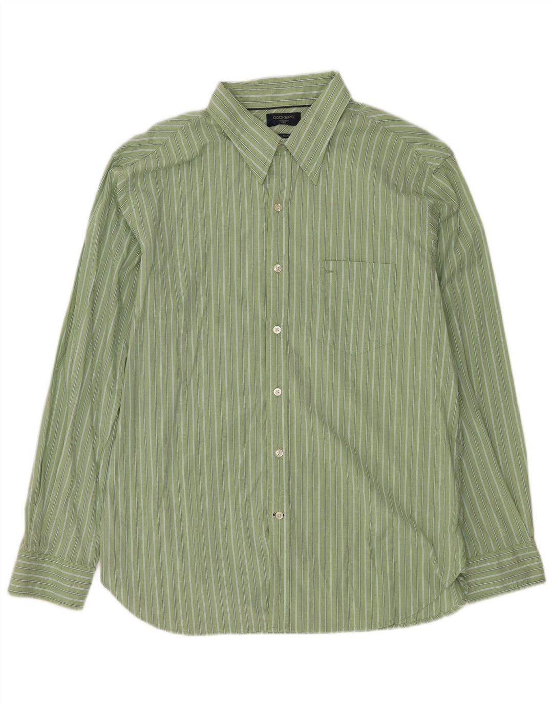DOCKERS Mens Shirt XL Green Pinstripe Cotton