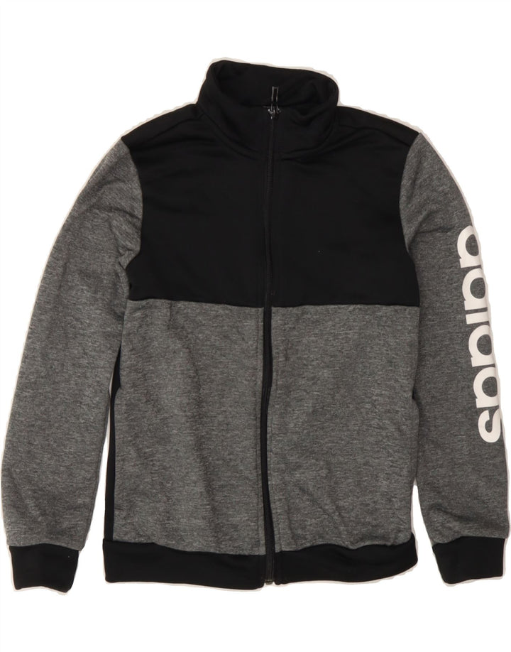 ADIDAS Boys Graphic Tracksuit Top Jacket 9-10 Years Grey Colourblock Vintage Adidas and Second-Hand Adidas from Messina Hembry 