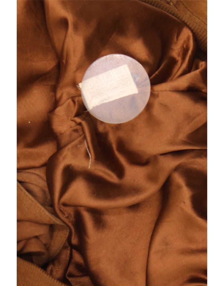 Vintage Mens Suede Bomber Jacket UK 42 XL Brown Leather