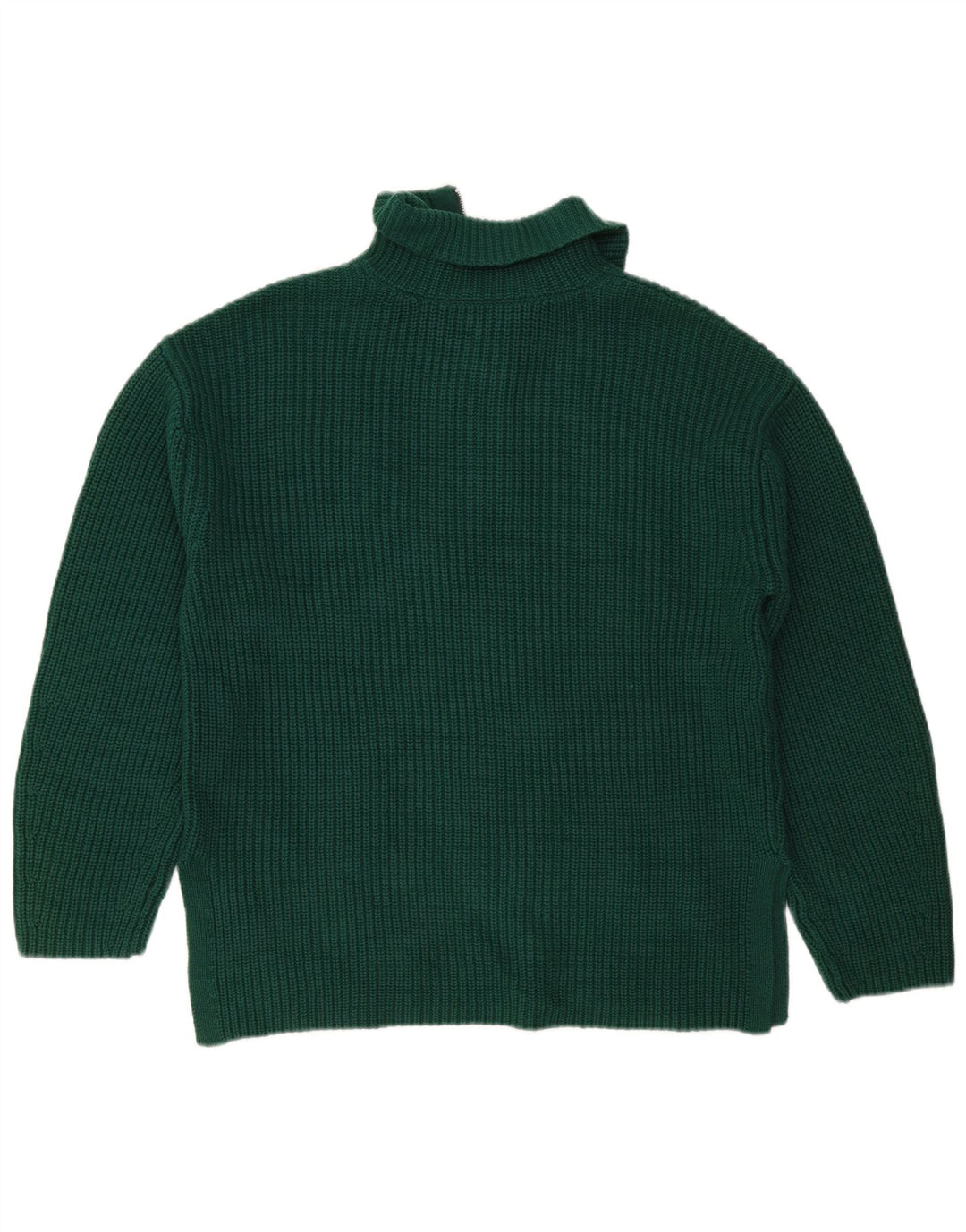 Marks & Spencer Mens Zip Neck Jumper Sweater Medium Green Cotton