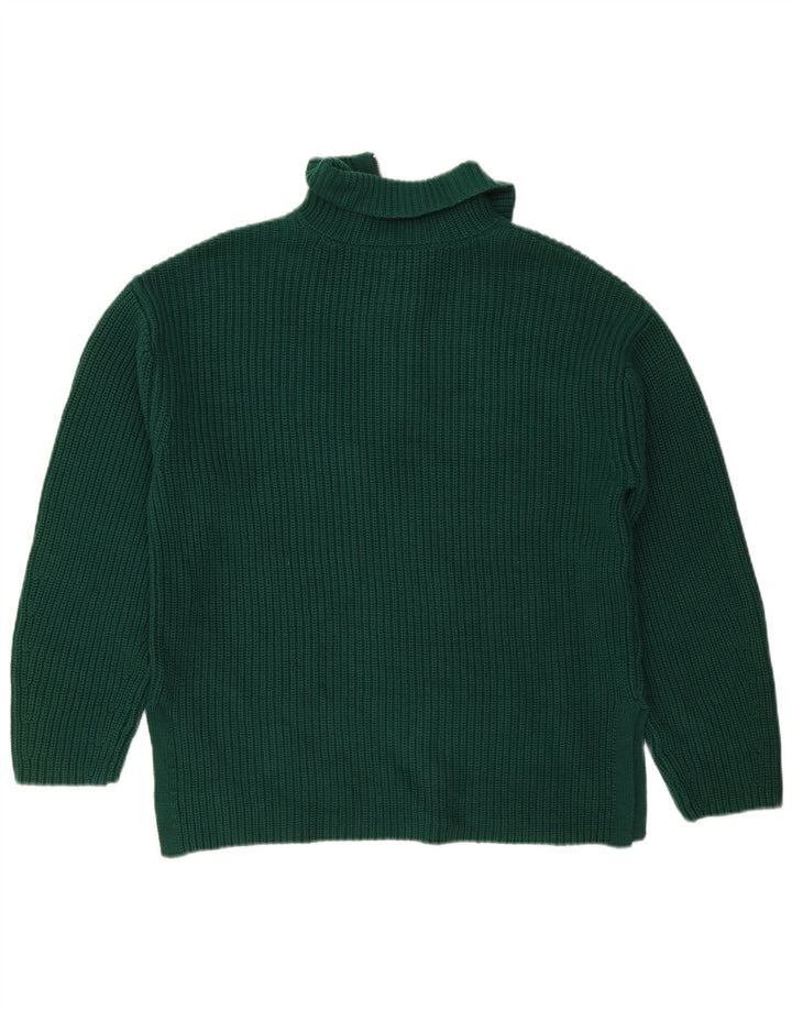 Marks & Spencer Mens Zip Neck Jumper Sweater Medium Green Cotton