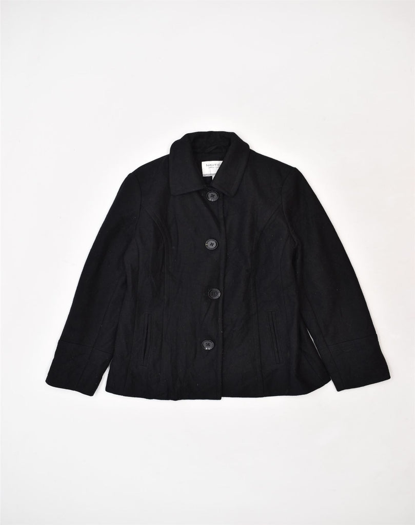 NAUTICA Womens Crop Overcoat UK 12 Medium Black Wool | Vintage | Thrift | Second-Hand | Used Clothing | Messina Hembry 