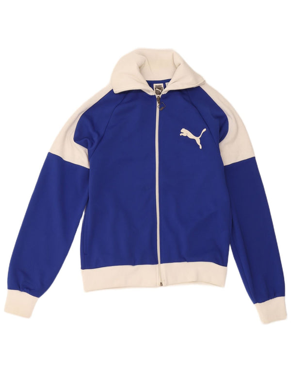 Puma Mens Graphic Tracksuit Top Jacket Small Blue Colourblock Polyester