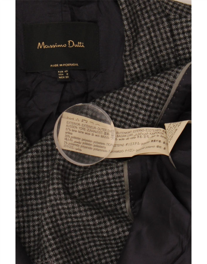 Massimo Dutti Womens Blazer Jacket EU 40 Medium Grey Houndstooth