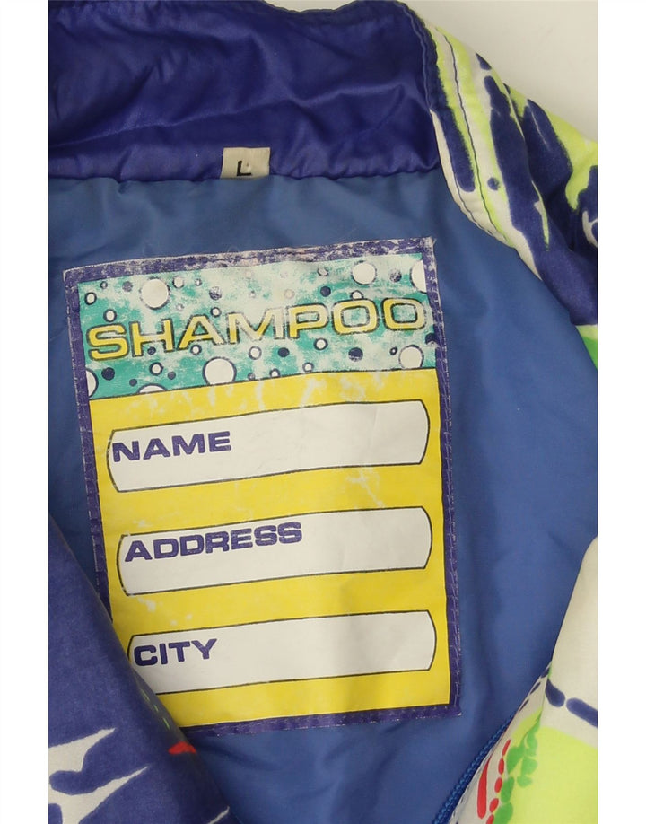 SHAMPOO Mens Abstract Pattern Windbreaker Jacket UK 40 Large Navy Blue Vintage Shampoo and Second-Hand Shampoo from Messina Hembry 