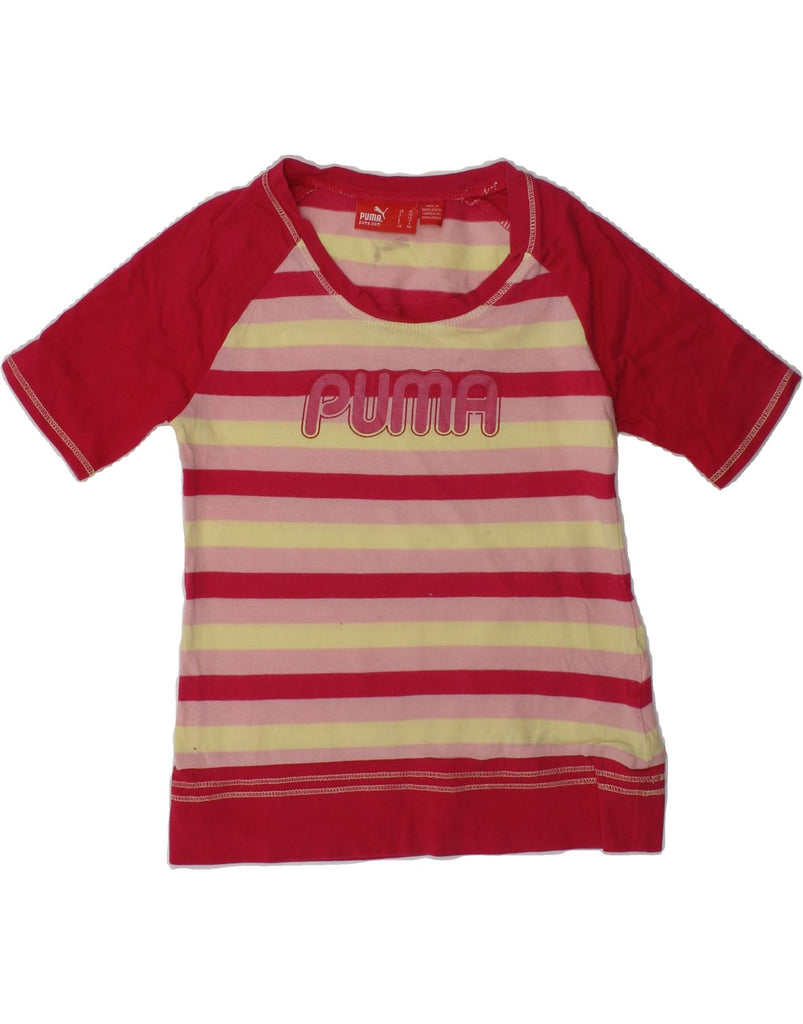 PUMA Girls Graphic T-Shirt Top 5-6 Years Red Striped | Vintage Puma | Thrift | Second-Hand Puma | Used Clothing | Messina Hembry 