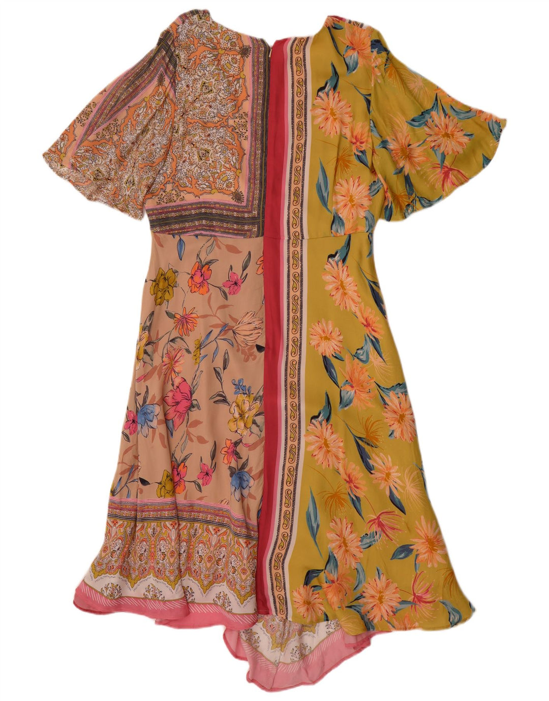 MONSOON Womens Asymmetrical Dress UK 14 Large Multicoloured Patchwork