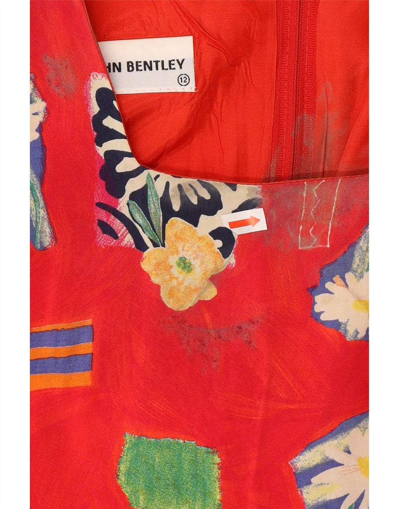 JOHN BENTLEY Womens Short Sleeves Maxi Dress UK 12 Medium  Red Floral Vintage John Bentley and Second-Hand John Bentley from Messina Hembry 